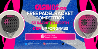 Win a Premium Casinos.com Padel Racket Worth €159 for FREE – 50 Up for Grabs