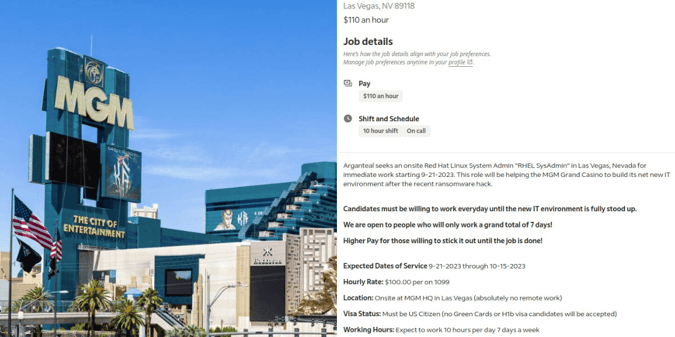 MGM Allegedly Hiring New IT Pro To "Work Every Day" Following Hack