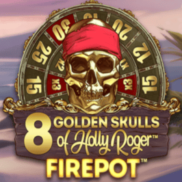 8 Golden Skulls of Holly Roger Megaways Game Logo