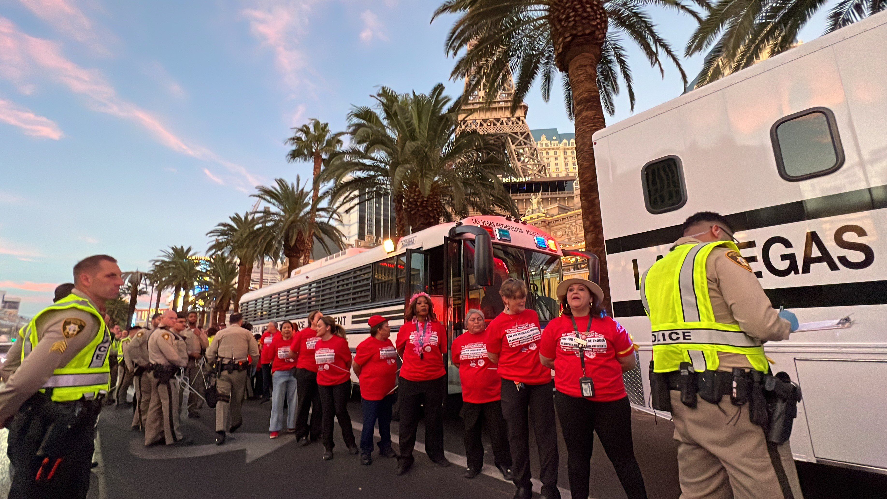 casino protesters 'arrested' on Las Vegas Strip