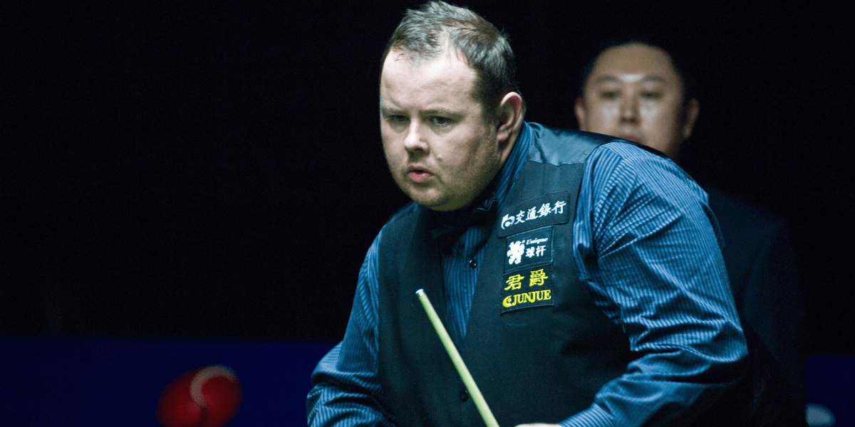 Stephen Lee considers a shot during  the World Snooker Shanghai Masters 2
