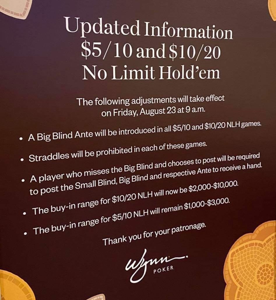 sign outside the Wynn Poker Room