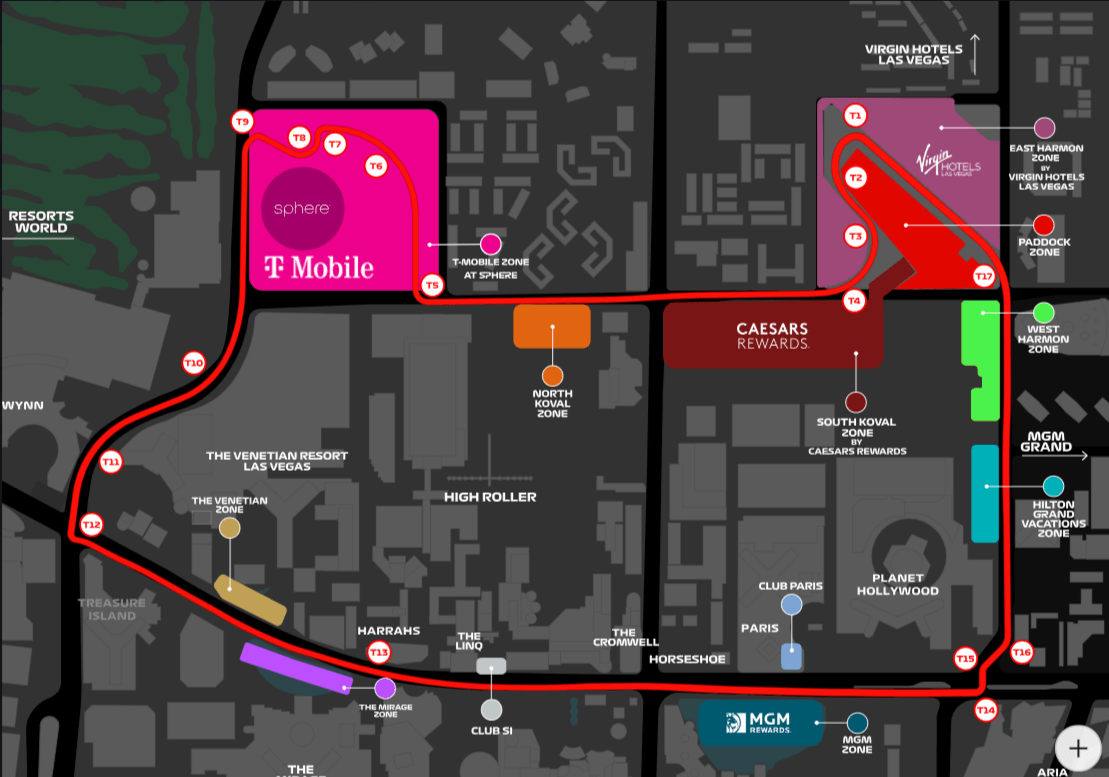 F1 Las Vegas racecourse map