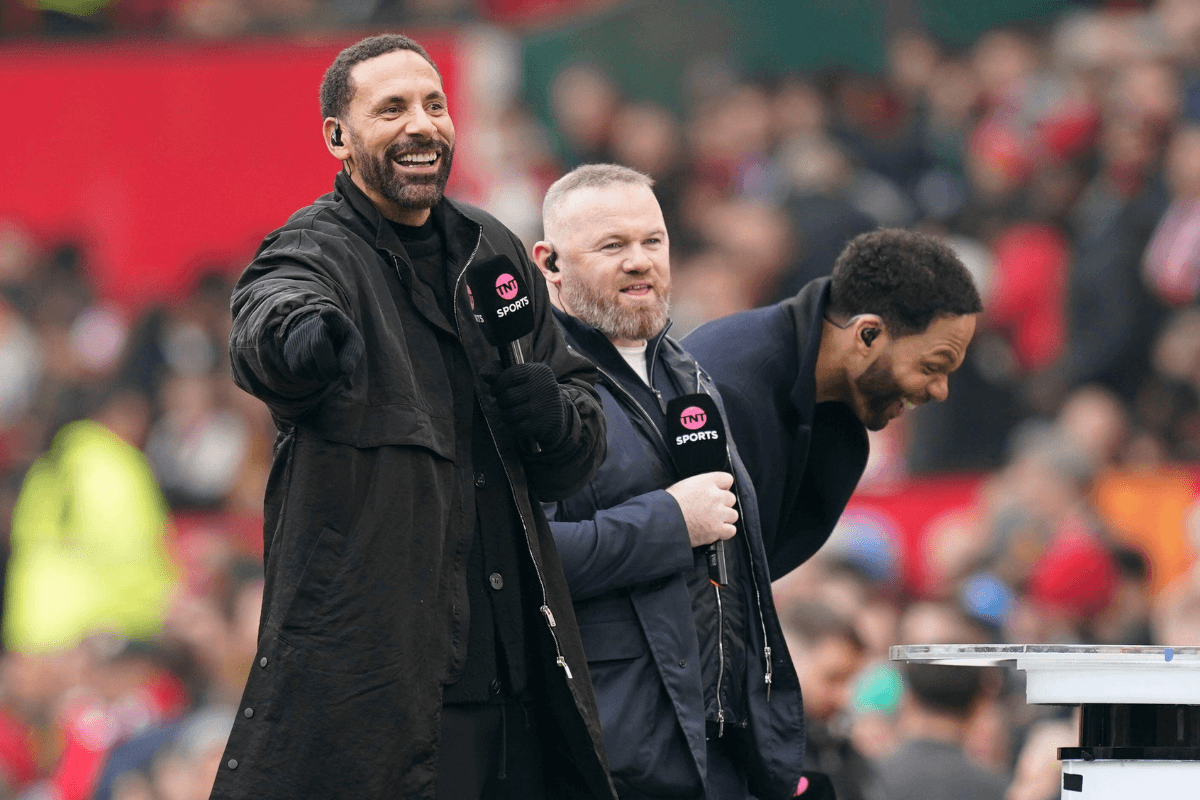 TV Pundits enjoy a joke while broadcasting