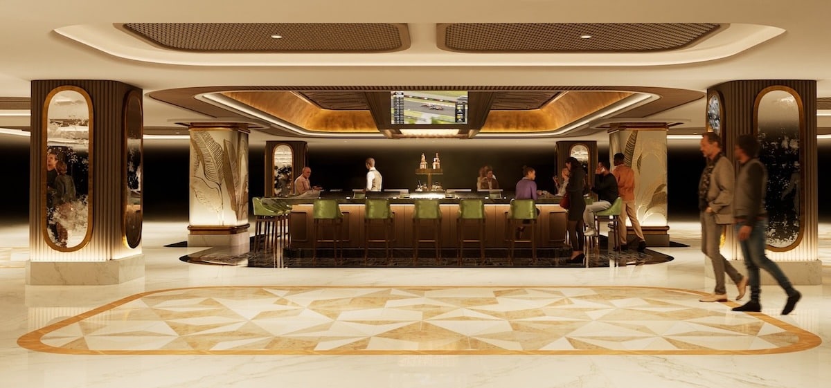 Rendering of Flamingo Las Vegas redesigned bar with new seating and décor