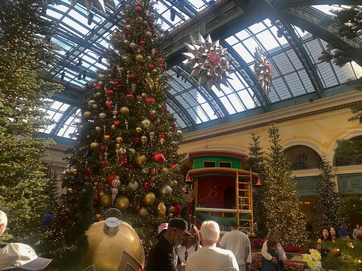 The Christmas tree in the west bed of the display at the Bellagio Conservatory and Botanical Gardens
